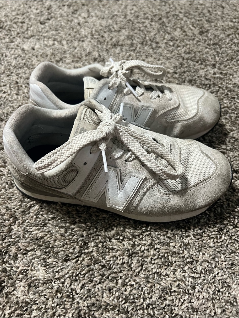 New Balance Light Beige Lace-Up Sneakers